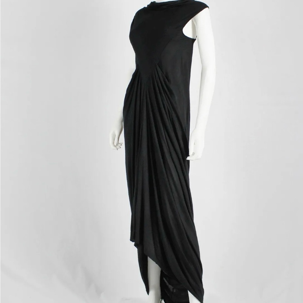Rare Rick Owens Island SS 13 Black Full Length Draped Maxi Dress Gown